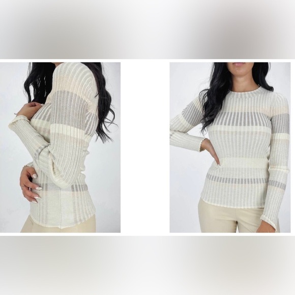 OST tonal sleeve textured top in multi Medium - Picture 1 of 7